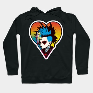Punk with mohawk in a heart Pastel colours Hoodie